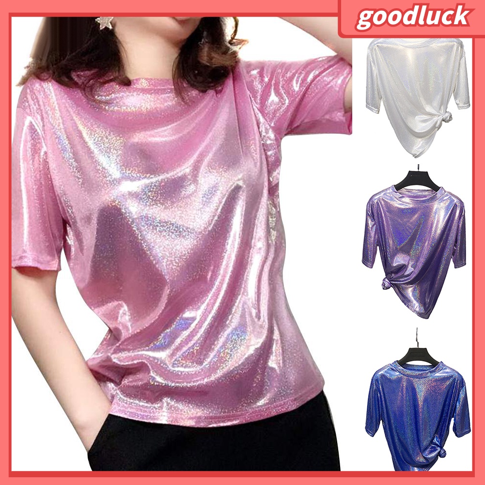 Áo Thun Tay Ngắn Cổ Tròn Màu Sắc Đơn Giản Cho Nữ