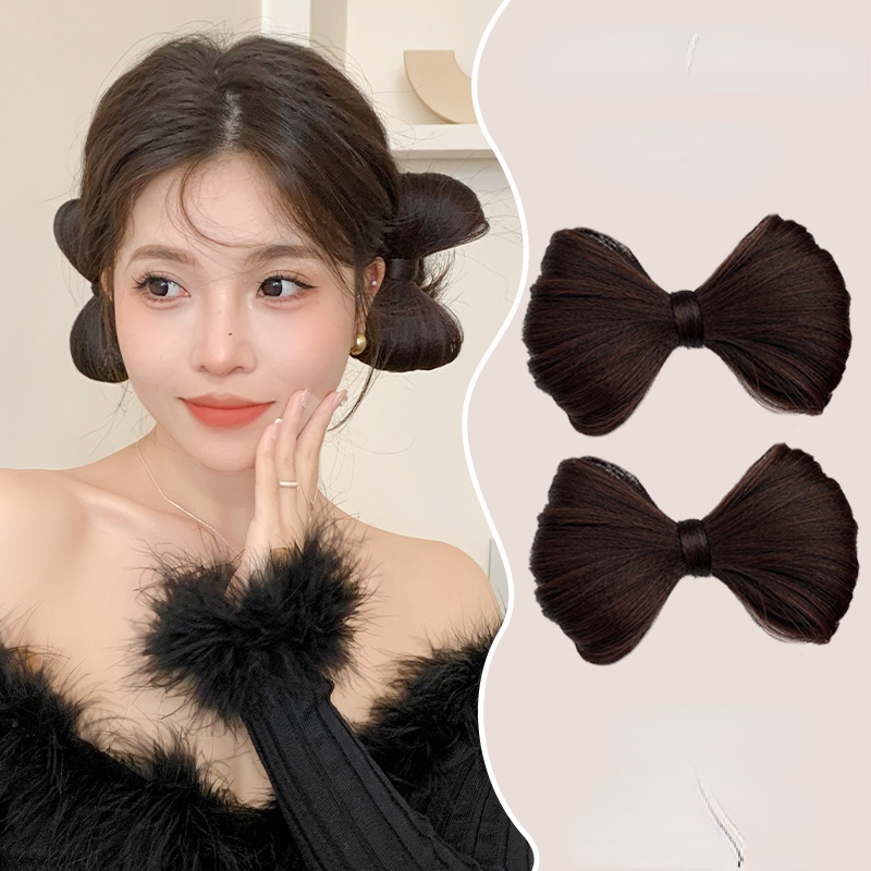 Kẹp Tóc Giả Đính Nơ Và Quả Cầu Lông Xù Đáng Yêu Dành Cho Nữ