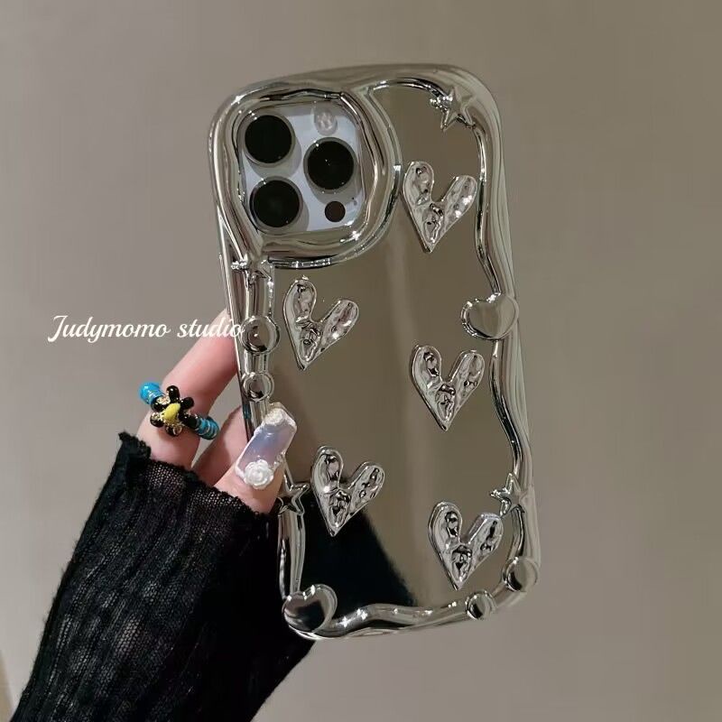 Ốp Điện Thoại Tráng Gương Mạ Điện Hình Trái Tim Ba Chiều Cho Iphone 14promax 13 13promax 12 11 7 / 8Plus Xsmax