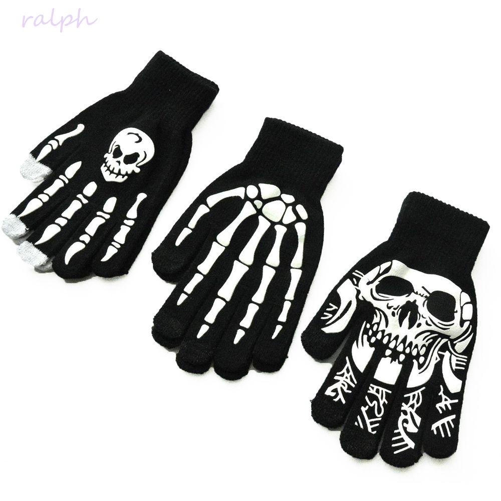 Găng Tay Hở Ngón Dạ Quang Phong Cách Punk Halloween