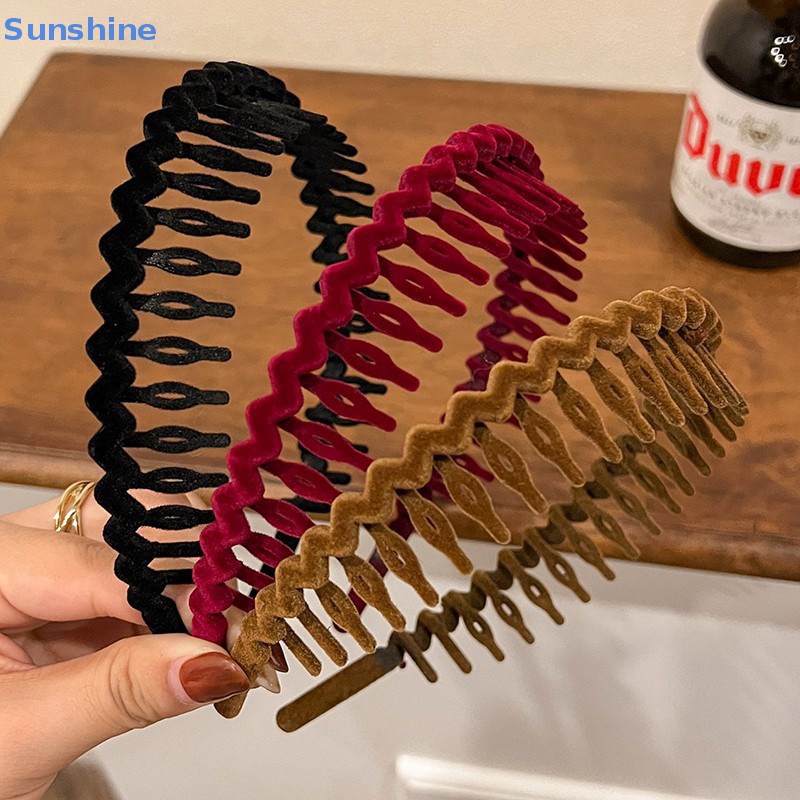 Băng Đô Cài Tóc Có Răng Chống Trượt Màu Trơn Thời Trang Cho Nữ