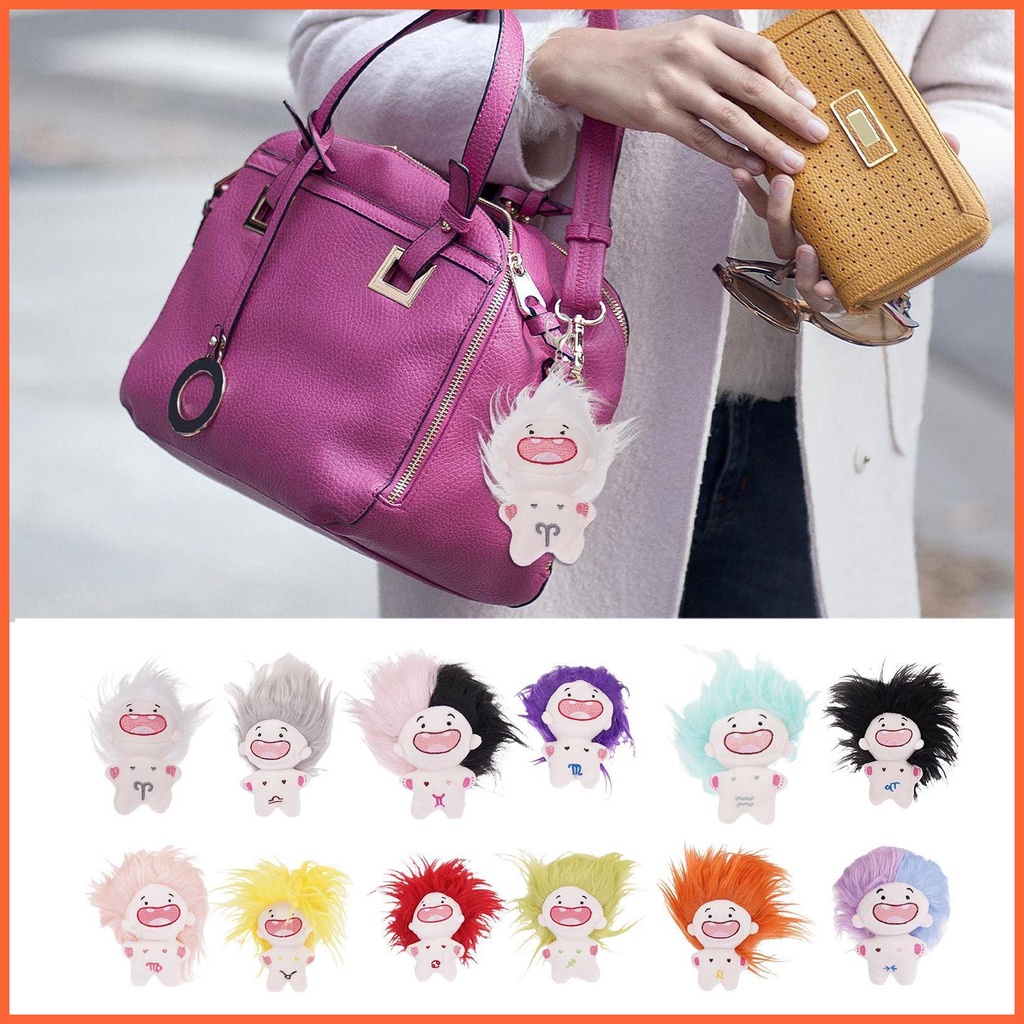 12 chòm sao búp bê búp bê 10cm bông nhồi búp bê hài hước thiếu răng bông trần búp bê túi mặt dây chuyền