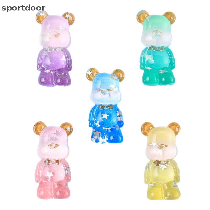 [sportoutdoor] Kẹp Tóc Nhựa Resin Trong Suốt Lưng Phẳng Hình Gấu Hoạt Hình Đáng Yêu [out]