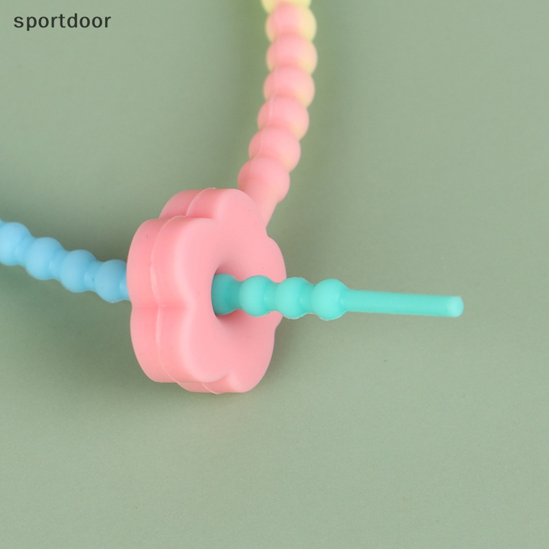 Bộ 5 Dây Buộc Cáp Tự Khóa DIY Bằng Silicone Màu Kẹo 21cm