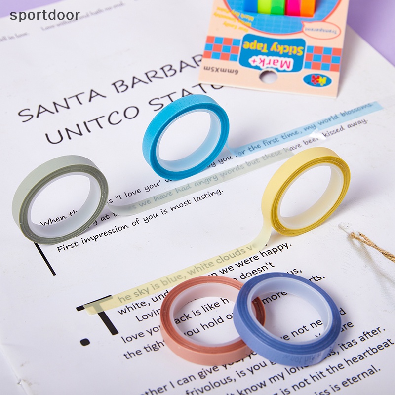 [sportoutdoor] 5 Cuộn Giấy Dán Ghi Chú 5 Màu Trong Suốt Huỳnh Quang Tự Trang Trí Văn Phòng / Trường Học Cho Bé