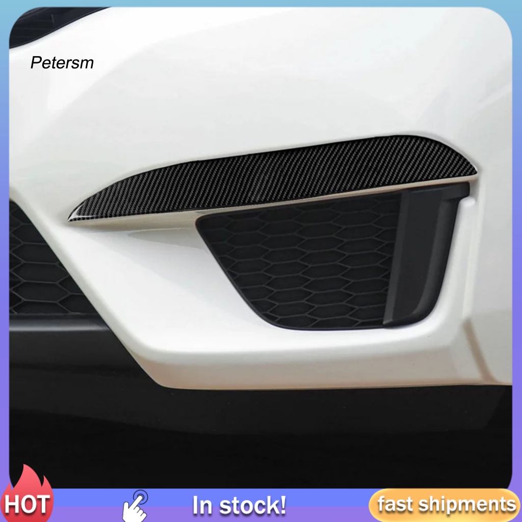 1 Cặp Đề Can Dán Đèn Sương Mù Bằng Sợi Carbon Chống Nước Thông Dụng Cho Honda Fit / Jazz 2014-2018