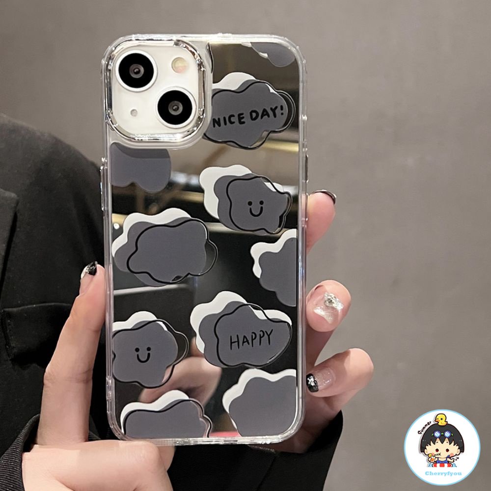 Ốp Điện Thoại TPU Họa Tiết Đám Mây Hoạt Hình Tráng Gương Chống Rơi Cho IPhone 11 12 13 14 Pro Max