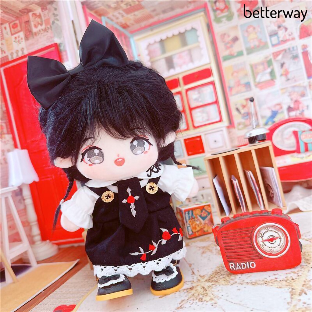 1 Bộ Quần Áo Búp Bê Mini Thắt Nơ Thêu Ren Hoa Phong Cách Preppy Trang Trí Đồ Chơi Trẻ Em