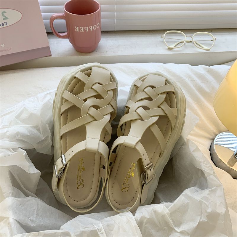 Sandal Đế Dày Hở Ngón Phong Cách Roman Mùa Hè Mới Dễ Phối Đồ Cho Nữ