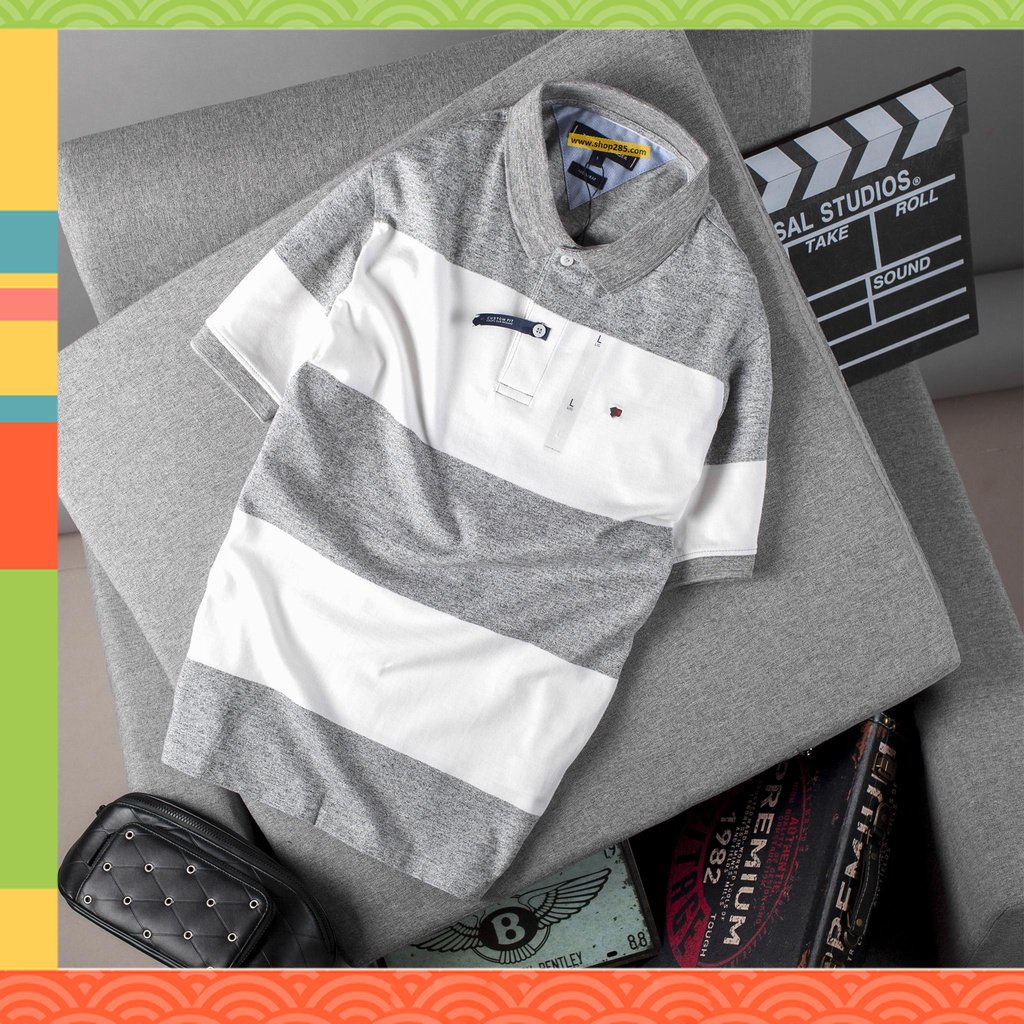 ẢNH SHOP CHỤP - Áo thun polo sọc ngang 7 màu , 1 chiếc áo thun có cổ quá đẹp nhiều màu mới cho ae lựa chọn thật tuyệt vờ
