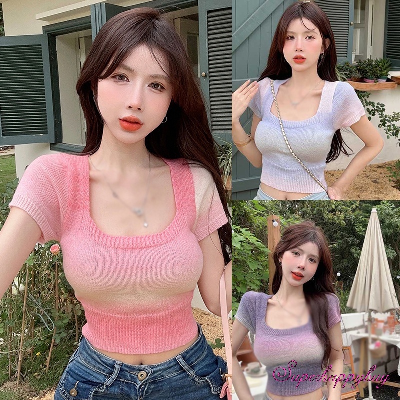 Áo Thun Croptop Tay Ngắn Dáng Ôm Thời Trang Mùa Hè Dành Cho Nữ