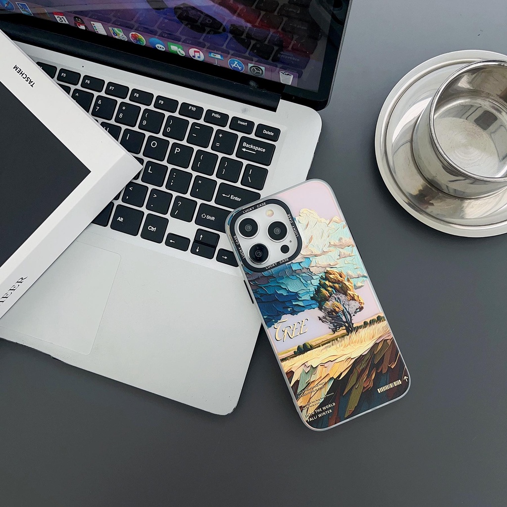 Ốp Điện Thoại Silicone TPU Mềm Trong Suốt Chống Sốc Họa Tiết Tranh Sơn Dầu Cho iPhone 13 12 11 14 PRO MAX