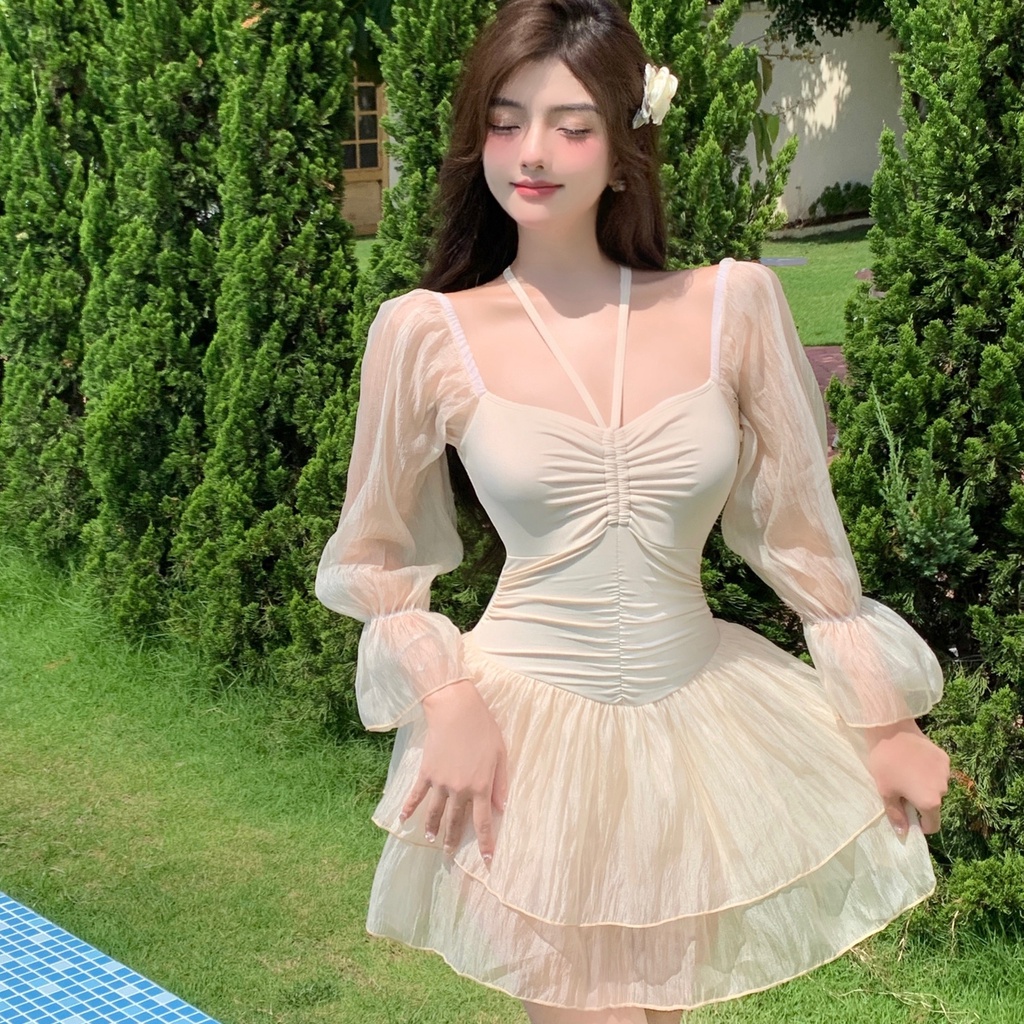 Bộ Đồ Bơi Một Mảnh Ôm Ngực Nhỏ Che Phủ Toàn Diện Quyến Rũ Nhẹ Nhàng Cho Nữ Giới