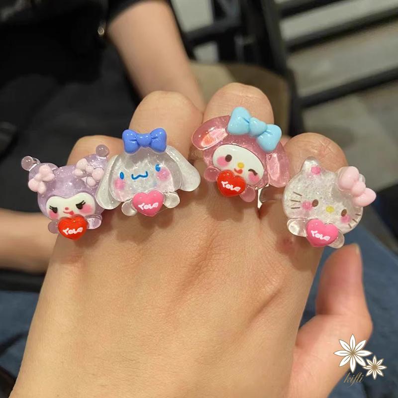 SANRIO Nhẫn Hình Chú Chó Cinnamon Dễ Thương Có Thể Điều Chỉnh Kulomi Cho Nữ