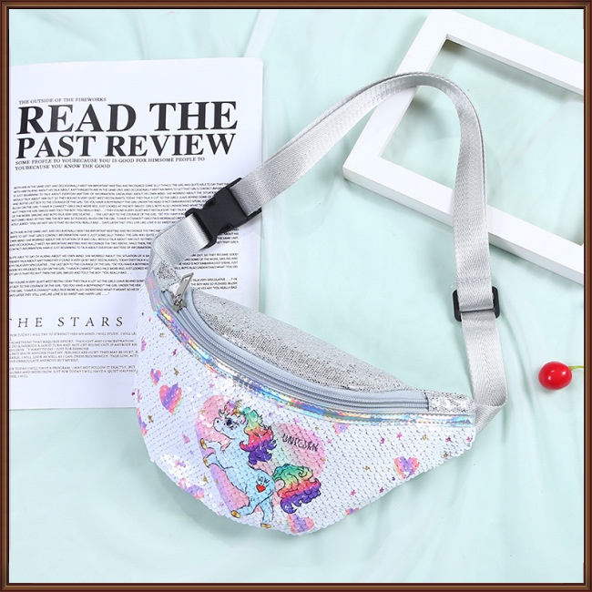 Túi Đeo Hông Bằng Da Pu Hình Kỳ Lân Đính Kim Sa Thời Trang Dành Cho Trẻ Nhỏ