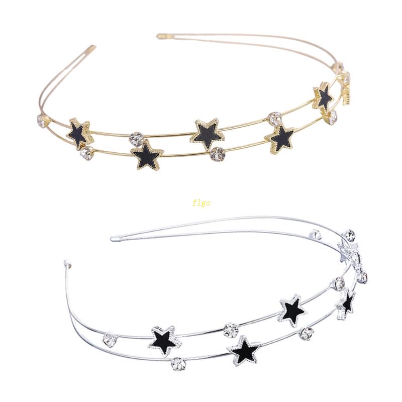 Flgo Băng Đô Cài Tóc Hình Ngôi Sao / Mặt Trăng / Bướm Đính Đá Bằng Kim Loại Cho Cô Dâu
