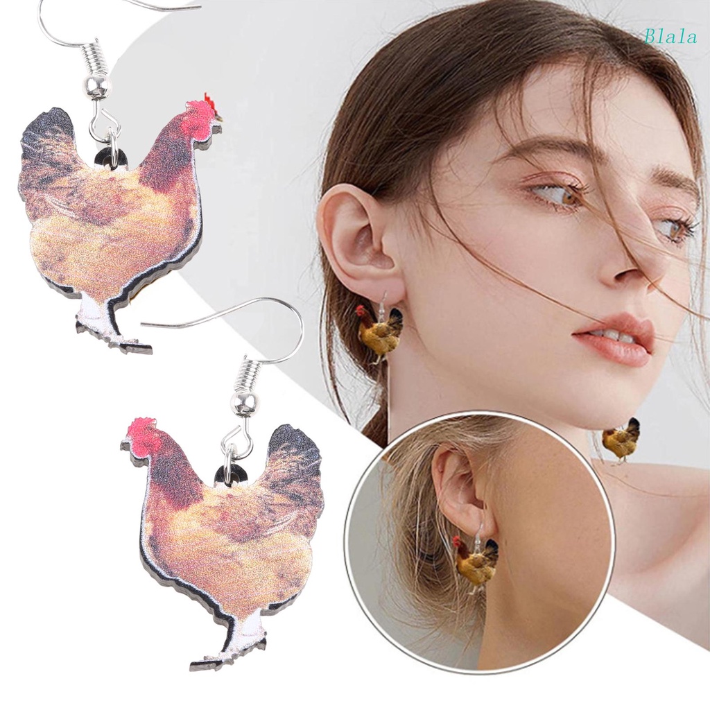 Bông Tai Dáng Dài Bằng Acrylic Hình Gà / Hoa Hoạt Hình Độc Đáo Thời Trang Cho Nữ