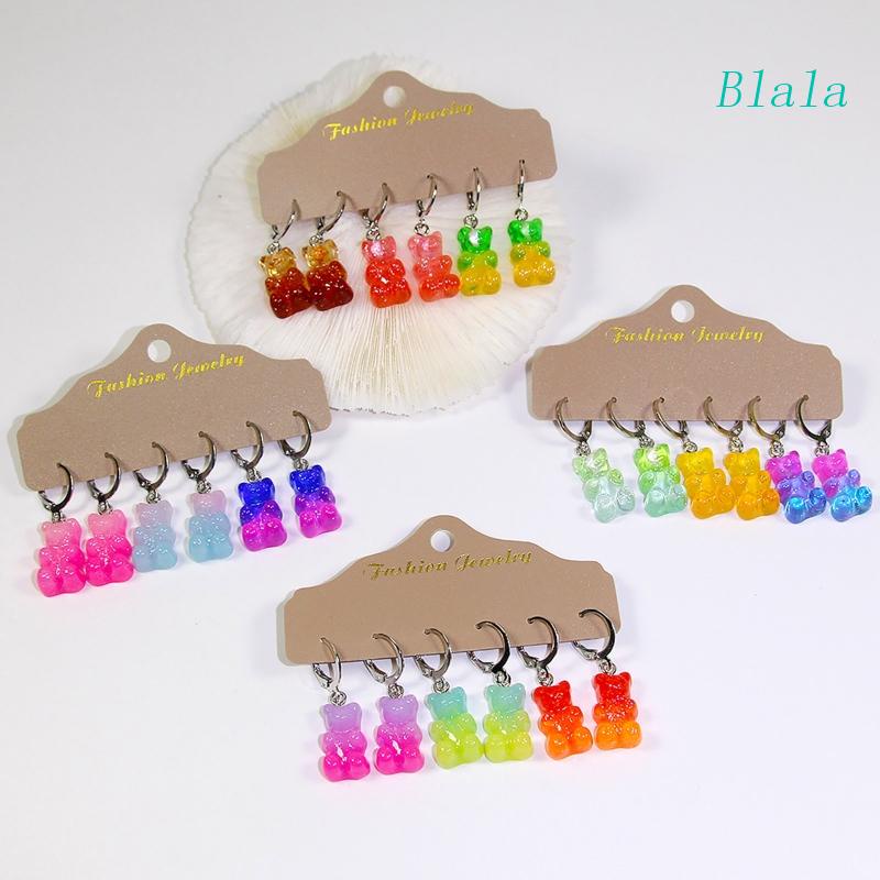 1 Set Bông Tai Hình Gấu Màu Kẹo Ngọt Dễ Thương