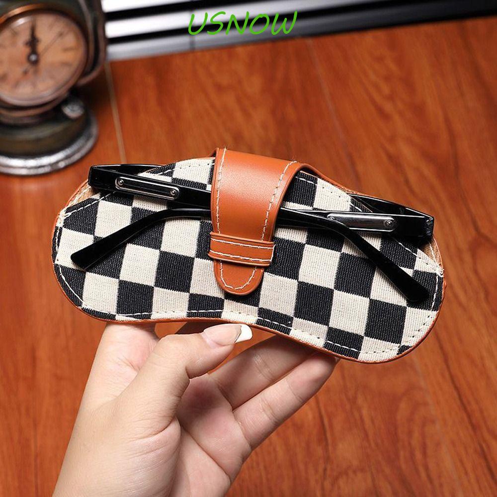 Hộp Đựng Mắt Kính Bằng Da PU Chống Nước Họa Tiết Kẻ Sọc Cho Nam