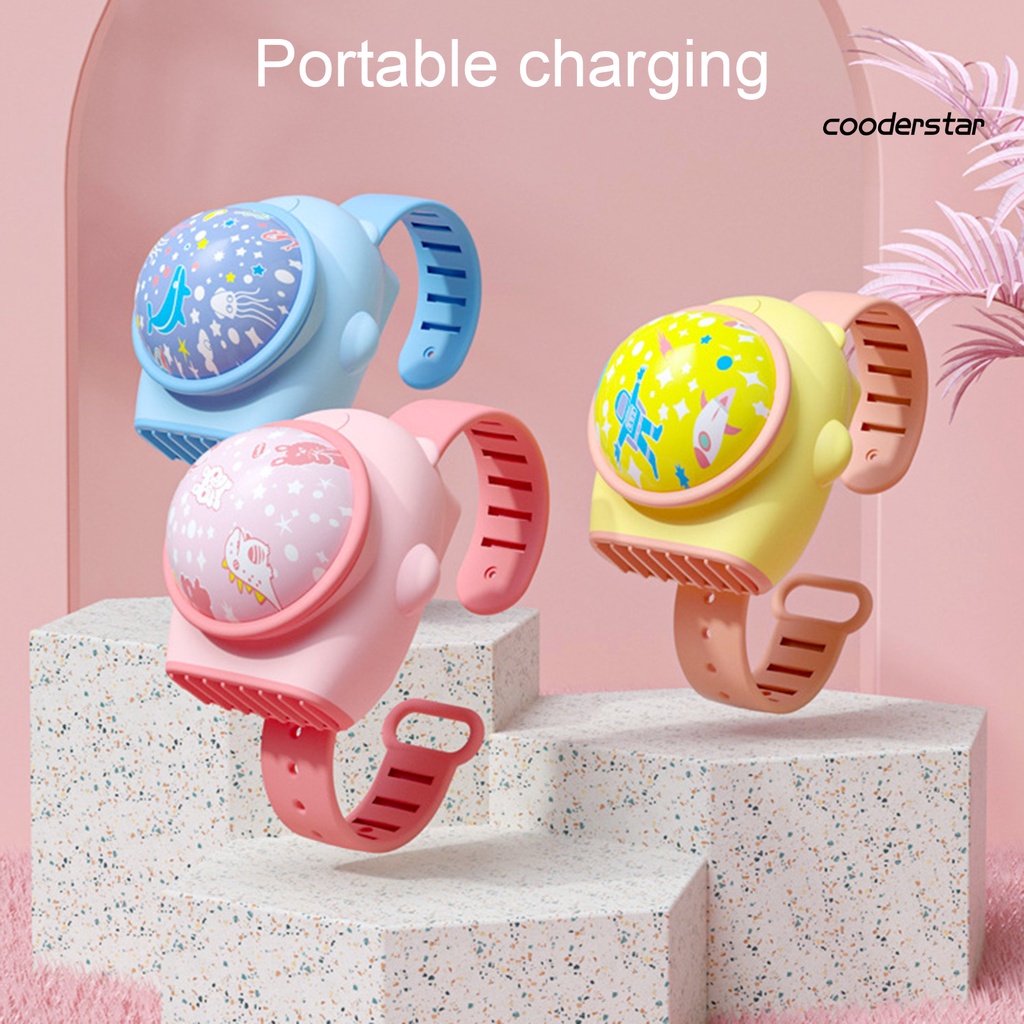 (COOD) Quạt Đeo Cổ Tay Không Cánh Cầm Tay Sạc Được Tiếng Ồn Thấp Họa Tiết Bầu Trời Sao Cho Mùa Hè