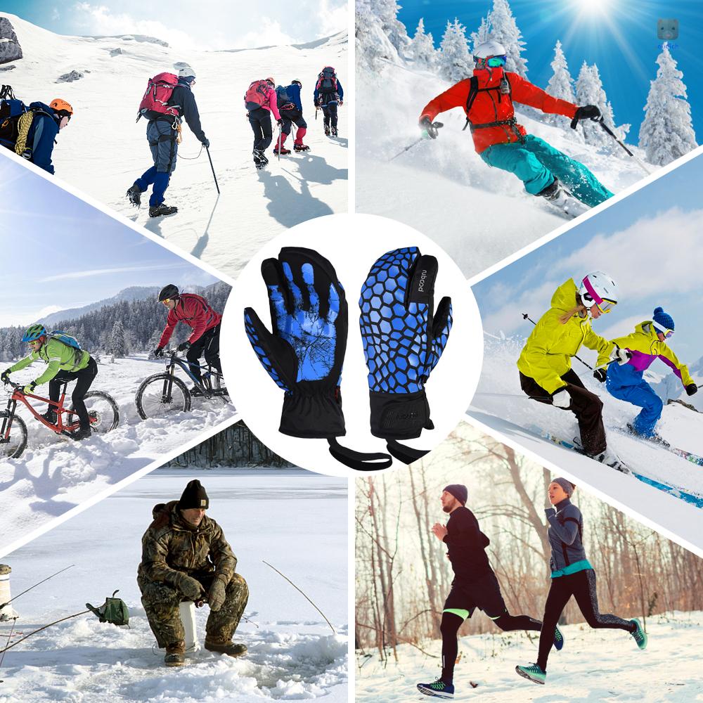 Găng Tay Trượt Tuyết Dây Rút Có Thể Chạm Màn Hình Cảm Ứng Giữ Ấm Mùa Đông Cho Nam Nữ
