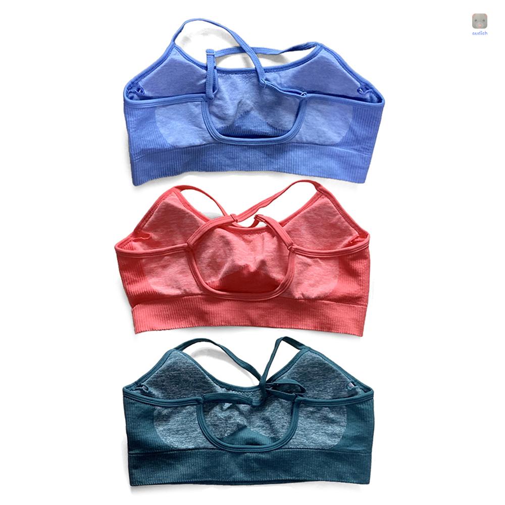 Set 3 Áo Ngực Thể Thao Không Gọng Dây Chéo Lưng Có Thể Tháo Rời Cho Nữ