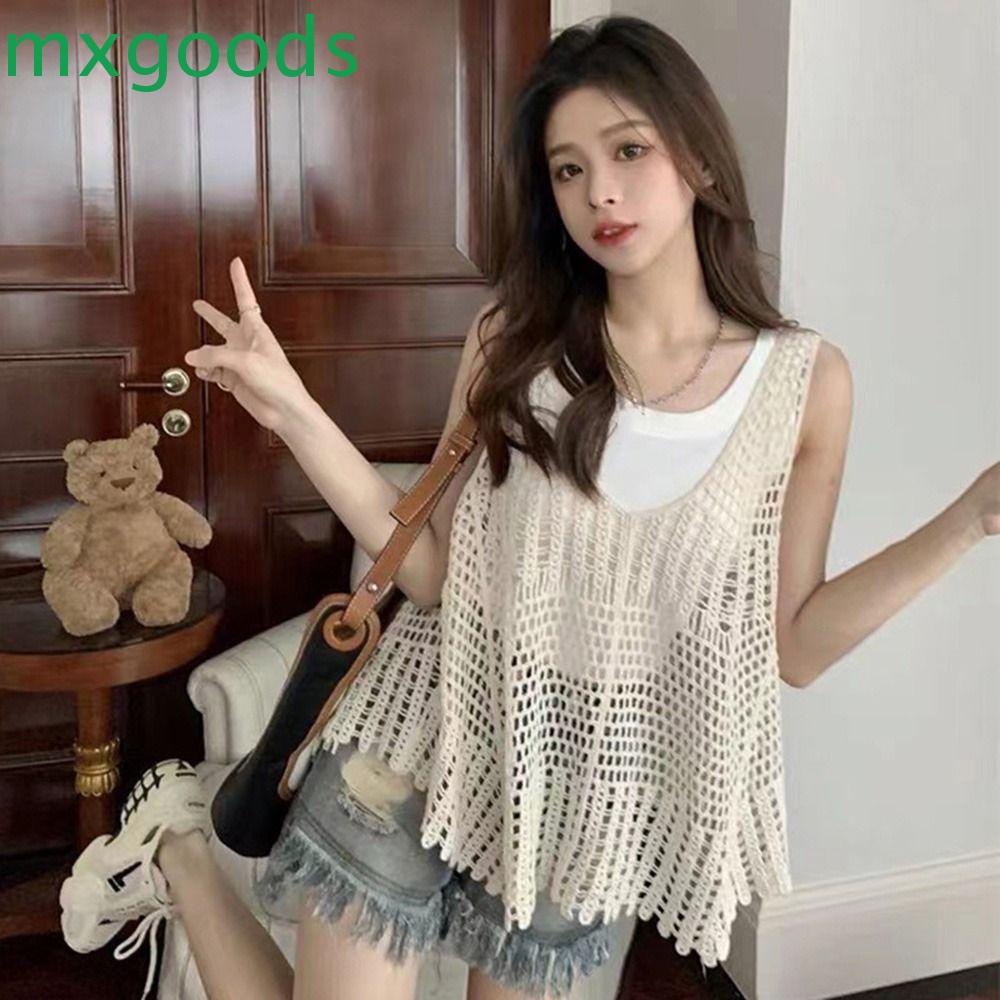 Áo Dệt Kim Hai Dây Cổ Chữ V Thời Trang Đi Biển Mùa Hè Cho Nữ