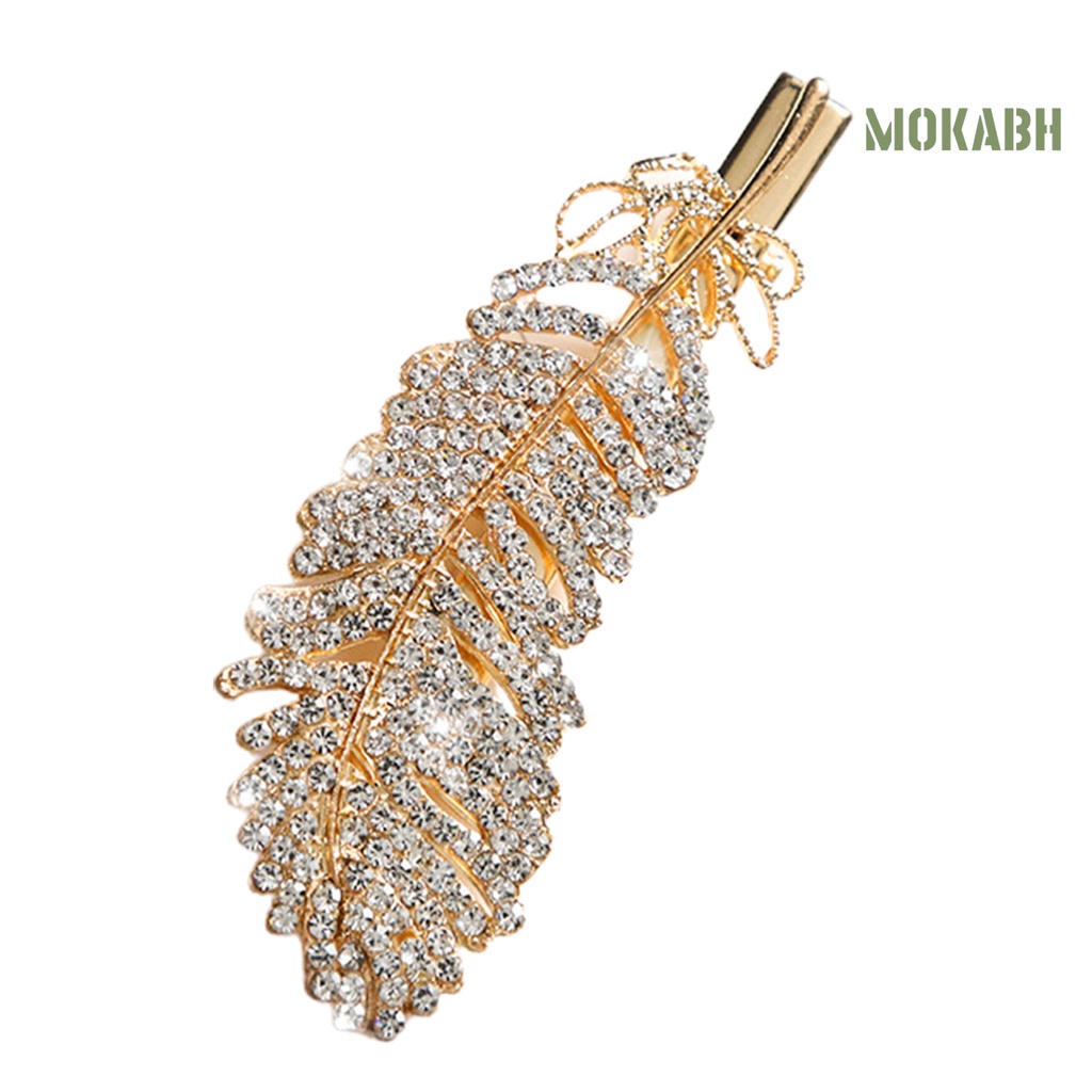 Kẹp Tóc Hình Lông Vũ Bằng Hợp Kim Có Đính Đá Lấp Lánh