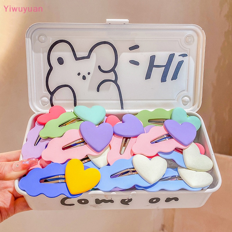 < Yiwuyuan > Kẹp Tóc Màu Kẹo Ngọt Hình Trái Tim Gợn Sóng Nhiều Màu Sắc Không Làm Tổn Thương Tóc Mái BB Dễ Thương Cho Bé Gái Mới