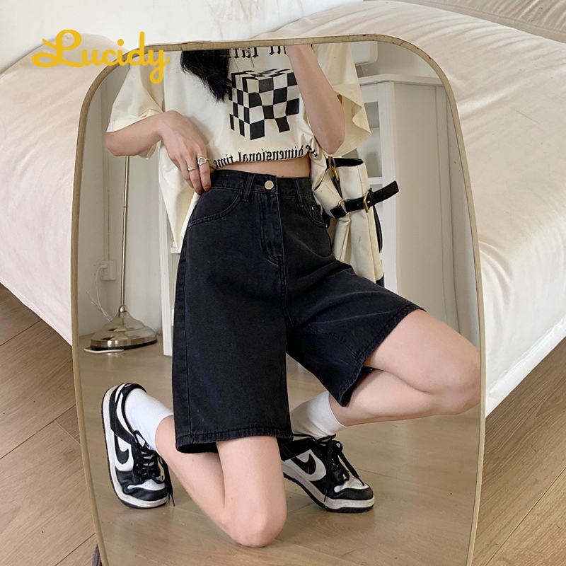 Lucidy quần tây ống rộng Chân Váy Ngắn Chữ A có Siêu Cá Tính quần nữ đùi quần lưng cao Thời trang Stylish Unique Beautiful A24L0BX 36Z230909