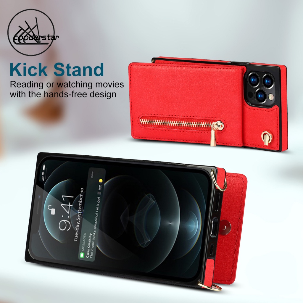 1 Set Bao Da Điện Thoại Mini Màu Sắc Sống Động Có Khóa Kéo Và Dây Đeo Cho iPhone 13