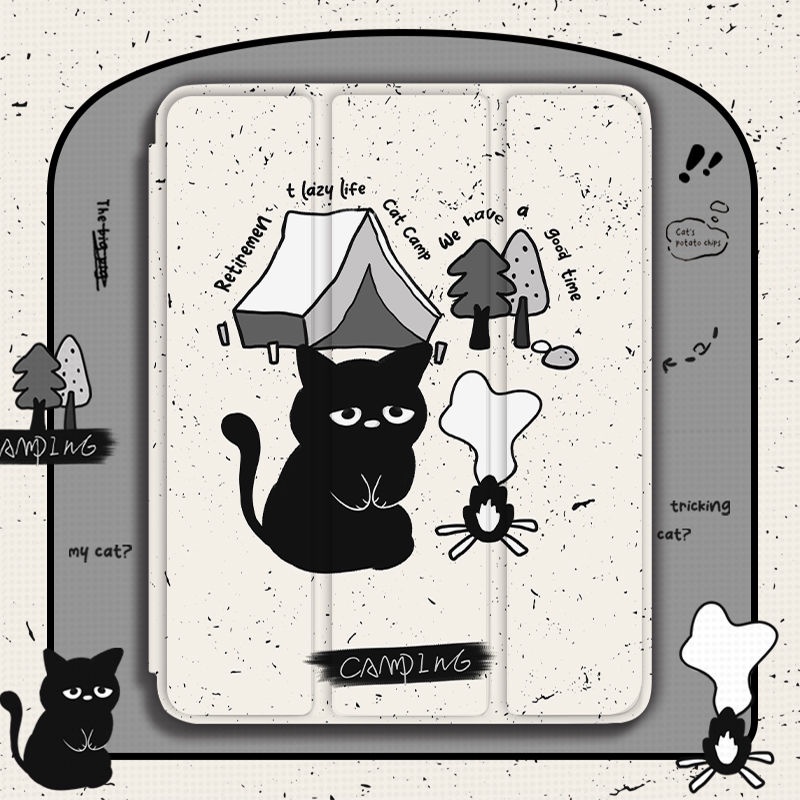 Ốp Máy Tính Bảng Mềm Họa Tiết Mèo Hoạt Hình Dễ Thương Có Ngăn Đựng Bút Cho iPad Gen10 7 / 8 / 9 Air4 Air5 Pro11 Pro12.9 mini6