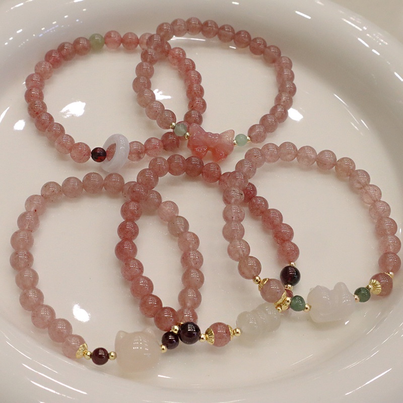 {Hàng Mới Về!} Hàng Mới Về!} Đầm Không Tay Thời Trang Mùa HèVòng Tay Pha Lê Hình Trái Dâu Xinh Xắn Cho Nữ