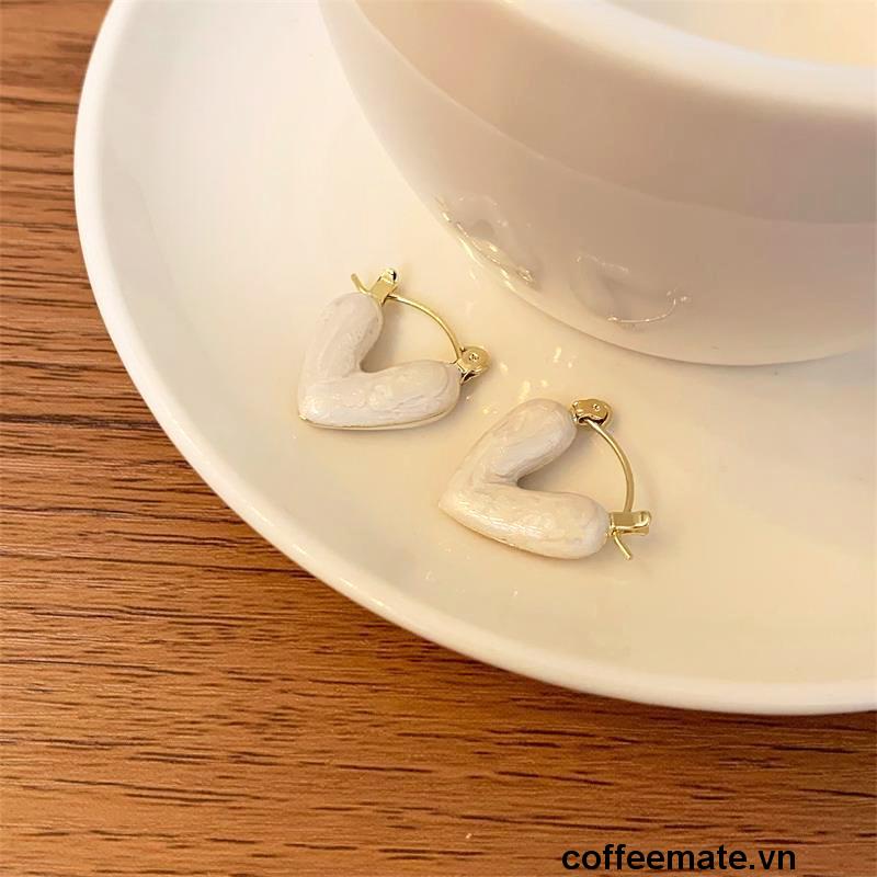 ⚡Bông Tai Nữ Hình Trái Tim Màu Trắng Thời Trang