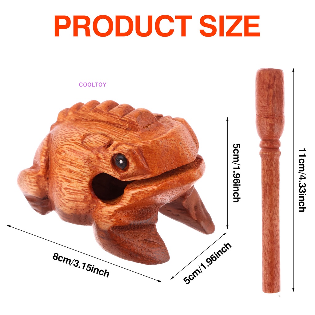 Cooltoy Set 4 Nhạc Cụ Điêu Khắc Hình Chú Ếch Mini Bằng Gỗ