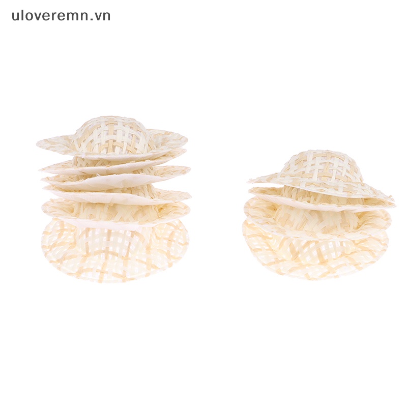 Set 10 Nón Rơm Mini 5cm Trang Trí Nhà Búp Bê