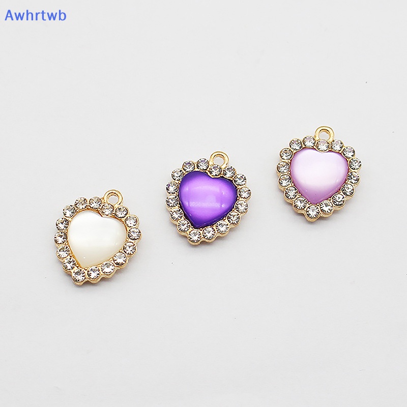 Phụ Kiện Trang Sức Treo Tường Hình Trái Tim Đính Đá 18MM Màu Vàng Phong Cách Hàn Quốc Mới