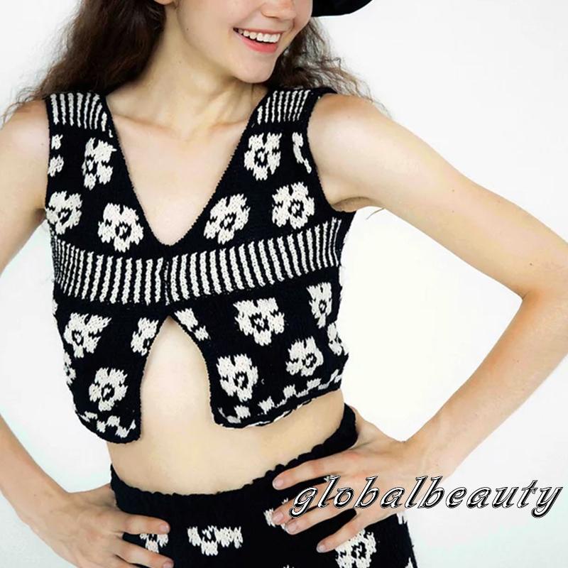 Áo Tank Top Dệt Kim Không Tay Cổ Tròn In Chữ Thời Trang Dành Cho Nữ