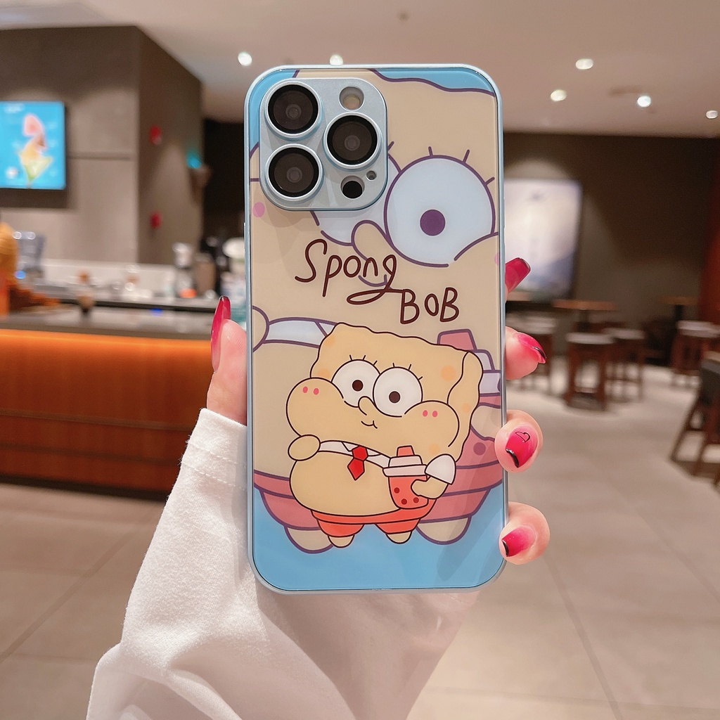 Ốp Điện Thoại PC Cứng Chống Rơi Hình Spongebob Cho iPhone 11 12 13 14 PRO MAX XR XS 7 8 Plus