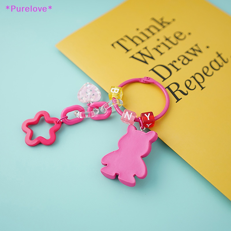Móc Khóa Hình Chú Gấu Hồng Và Dâu Tây Đáng Yêu Dành Cho Nữ Mới
