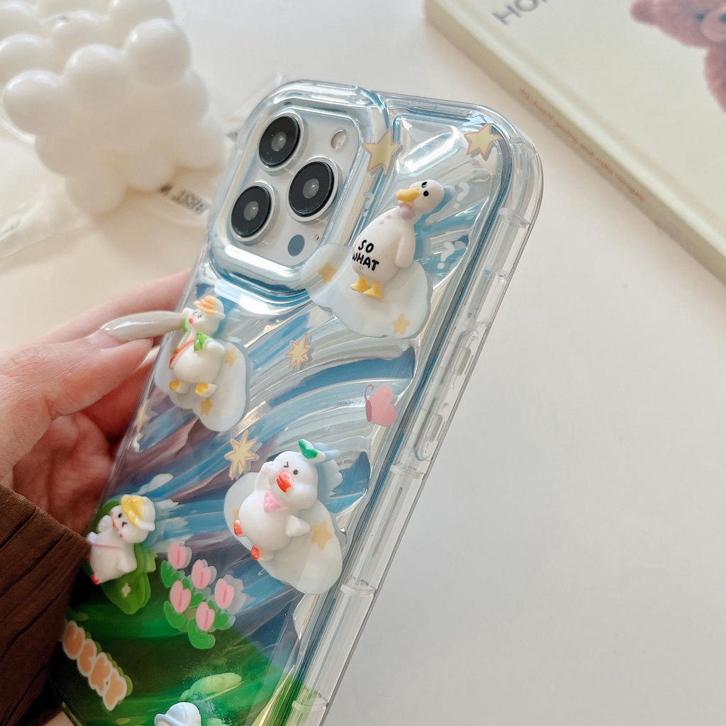 Ốp Điện Thoại TPU Mềm Trong Suốt Chống Sốc In Họa Tiết Hoa / Vịt Dễ Thương Dành Cho iPhone 14 13 12 11 Pro Max