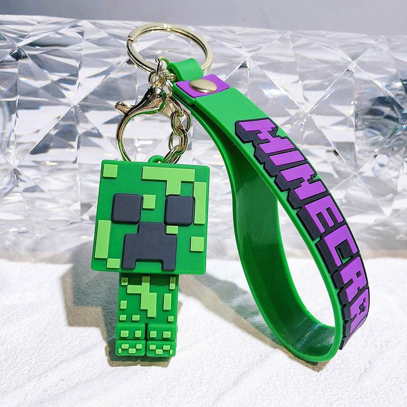 Mới Móc Khóa Nhựa PVC Minecraft Hình Nhân Vật Game Creeper Steve 3D Dễ Thương
