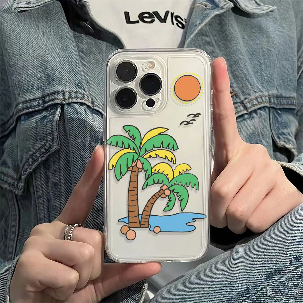 ✅Ốp Điện Thoại Mềm Chống Sốc Họa Tiết Cây Dừa Cho Iphone 11 plus 14pro max 6In78 1213 2PO3
