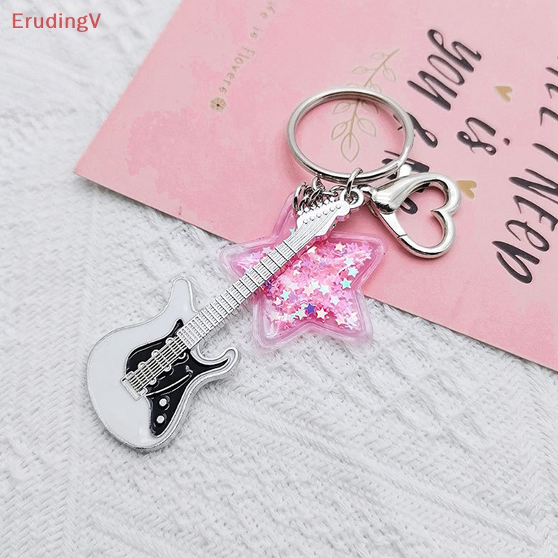 [ErudingV] Móc Khóa Mặt Hình Trái Tim Ngôi Sao Đàn Guitar Trái Tim Phong Cách Vintage Thời Trang Ngọt Ngào Dành Cho Bạn Nữ [Mới]