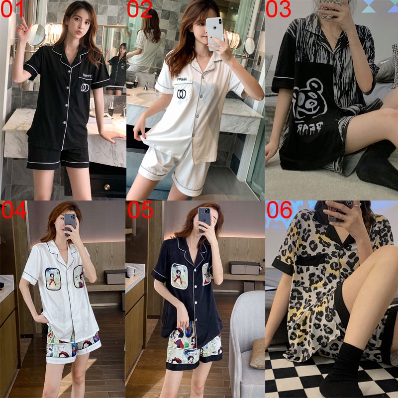 Bộ Đồ Ngủ Ngắn Tay In Hình Chuột Mickey Thời Trang Cho Nữ
