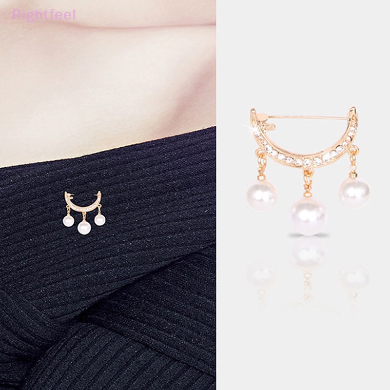 Ghim Cài Áo Hình Mặt Trăng Đính Ngọc Trai Nhân Tạo Thời Trang Mới