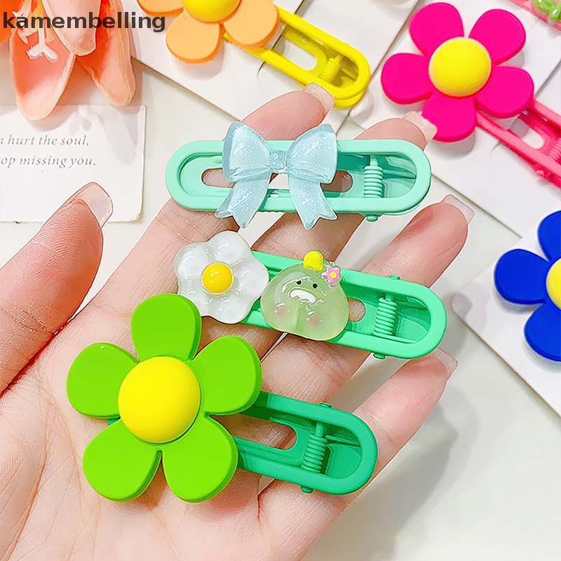 1 Bộ Kẹp Tóc Hình Nơ Hoa Màu Sắc Ngọt Ngào Cho Bé Gái