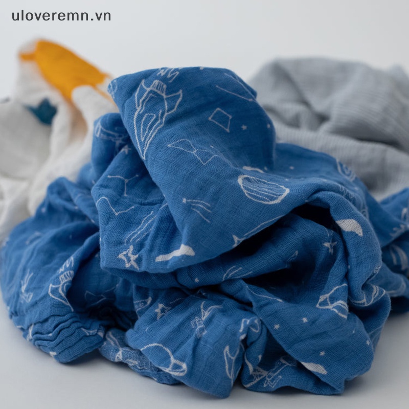 Uloveremn Set 3 Chăn Cotton Họa Tiết Mặt Trời Mặt Trăng Ngôi Sao Muslin Cho Bé Sơ Sinh