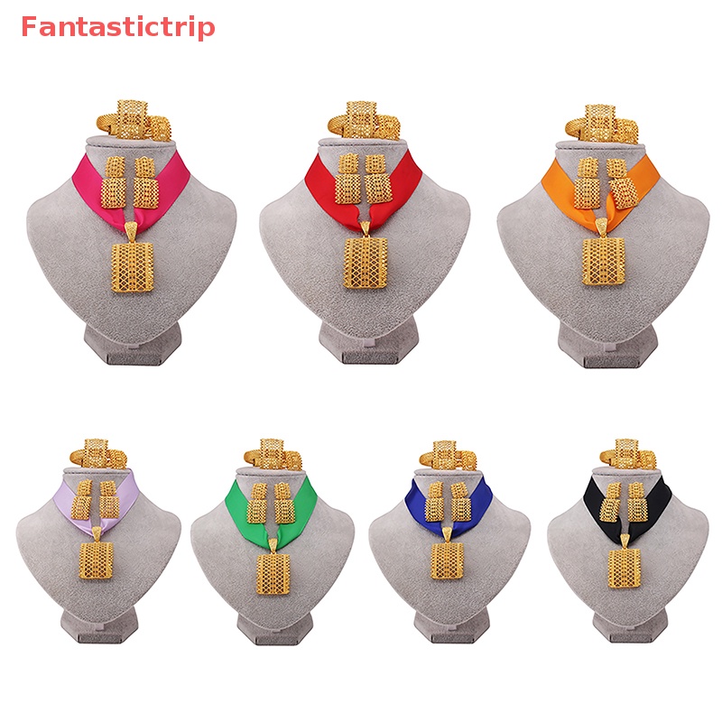 [Fantastictrip] Bộ Trang Sức Màu Vàng Đồng Châu Phi Mặt Vòng cổ Lớn Và Trang Sức Vòng Tay Kiểu Ý Cho Nữ Mới