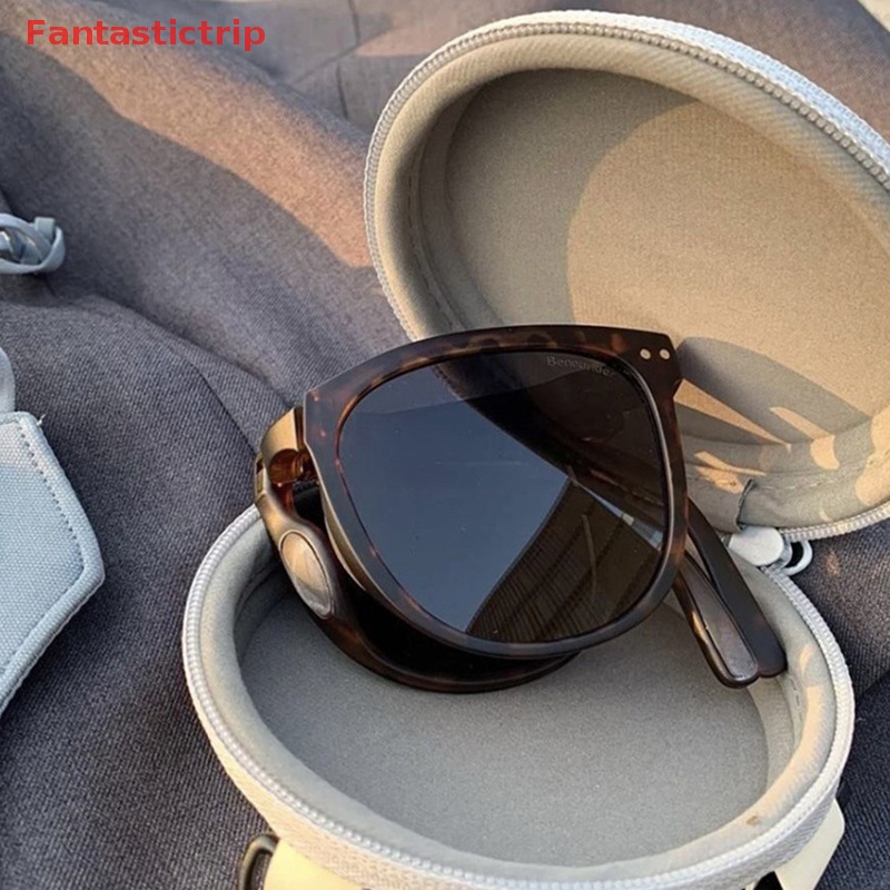 Túi Da Mềm Đựng Mắt Kính Hình Tròn Có Khóa Kéo Gấp Gọn Tiện Dụng Mới